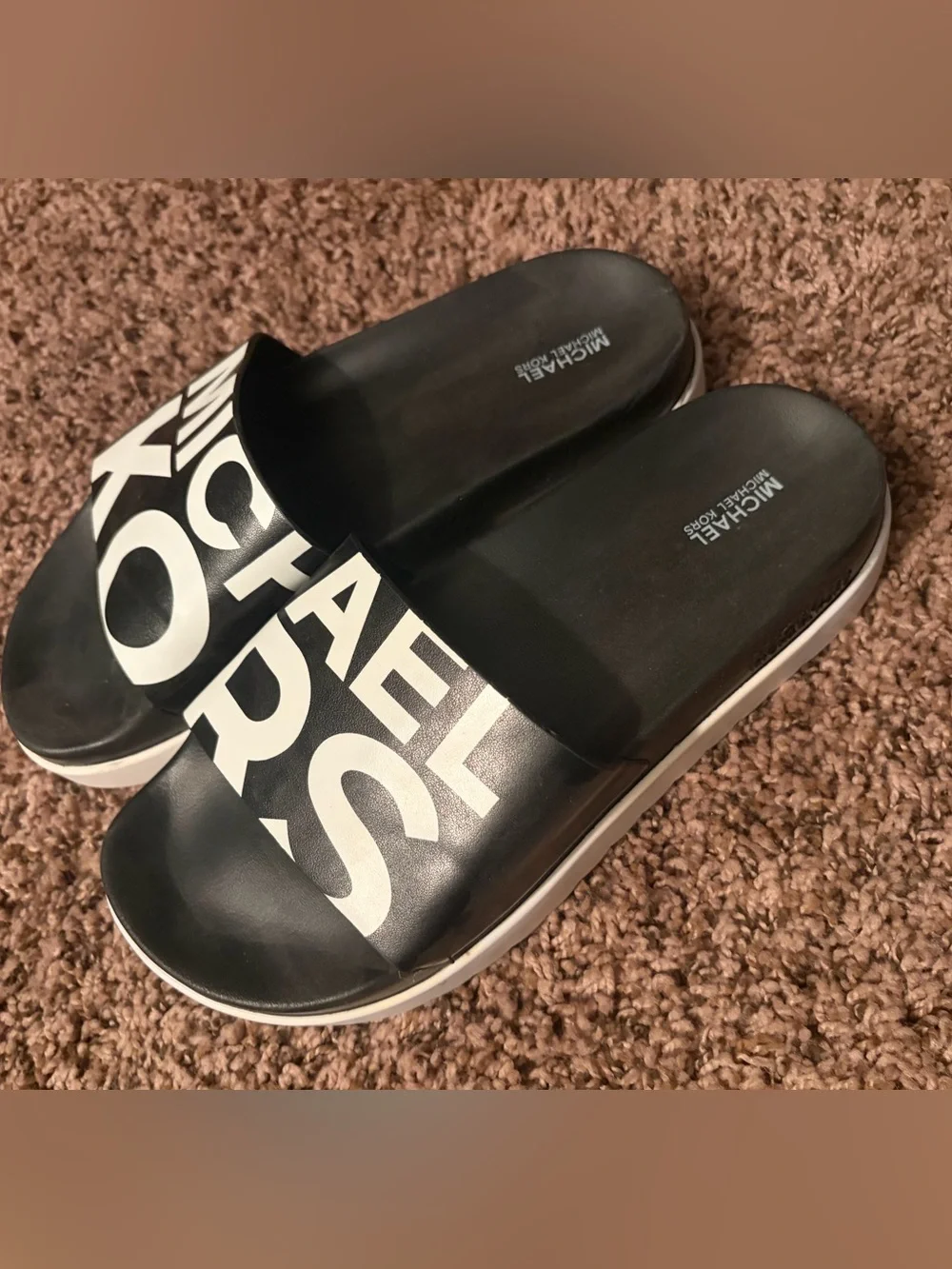 MICHAEL KORS Women's Black Logo Slide Sandals size 9